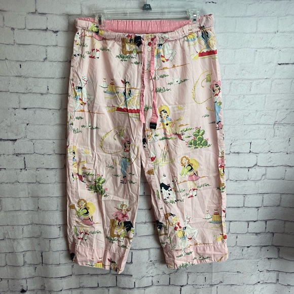 Nick and Nora Womens size small capri pajama pants pink with cowgirl print - Picture 1 of 6